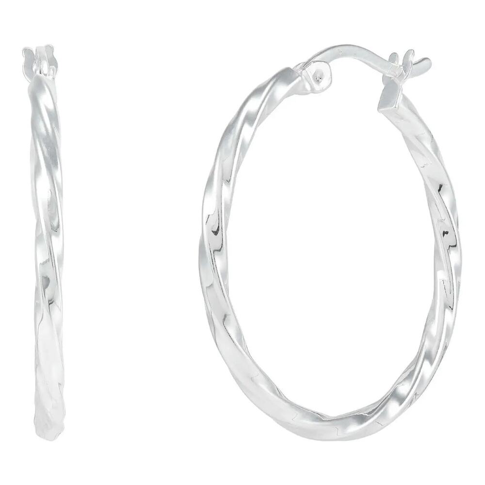 NWT Silpada Twisted Sterling Silver Hoop Earrings 1 Inch Modern Sculptural Style